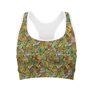 Outdoor Camping Pattern Print Women's Sports Bra