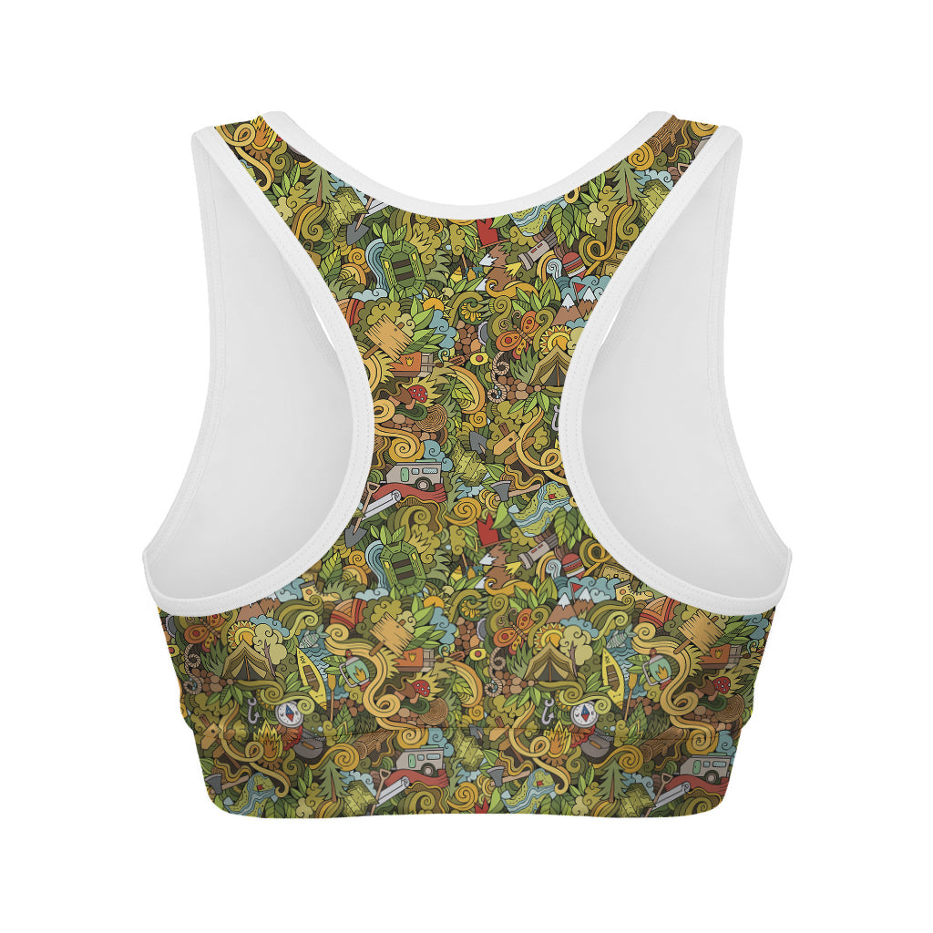 Outdoor Camping Pattern Print Women's Sports Bra