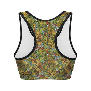 Outdoor Camping Pattern Print Women's Sports Bra