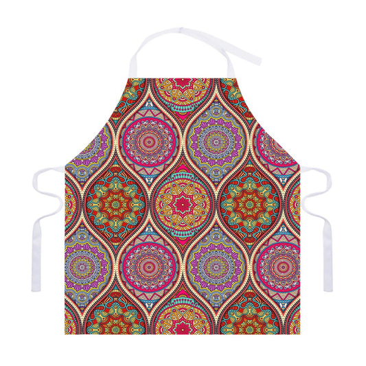 Oval Bohemian Mandala Patchwork Print Adjustable Apron