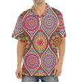 Oval Bohemian Mandala Patchwork Print Aloha Shirt