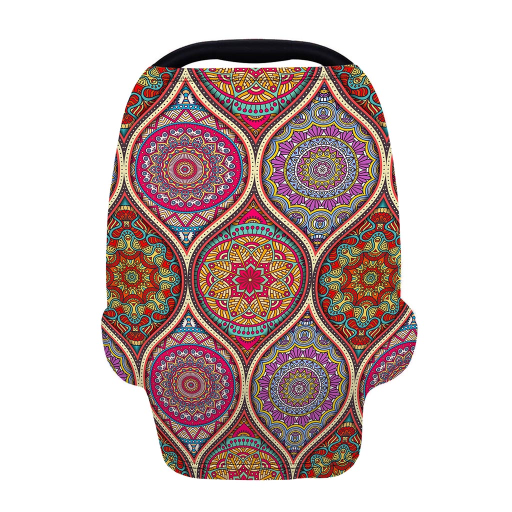 Oval Bohemian Mandala Patchwork Print Baby Seat Cover