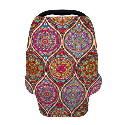 Oval Bohemian Mandala Patchwork Print Baby Seat Cover
