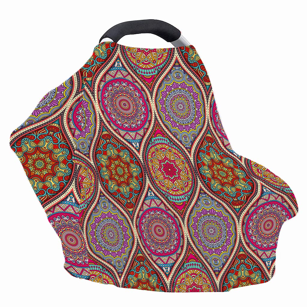 Oval Bohemian Mandala Patchwork Print Baby Seat Cover