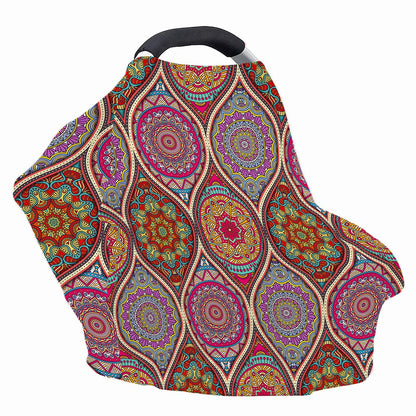 Oval Bohemian Mandala Patchwork Print Baby Seat Cover