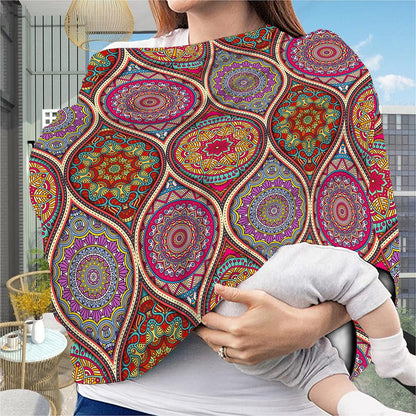 Oval Bohemian Mandala Patchwork Print Baby Seat Cover