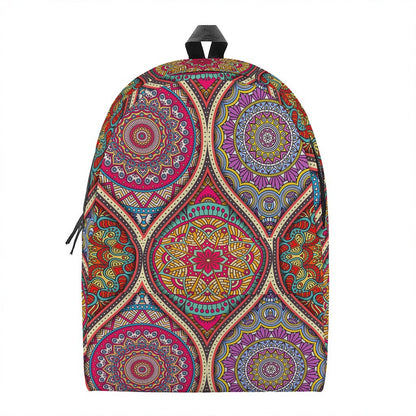 Oval Bohemian Mandala Patchwork Print Backpack
