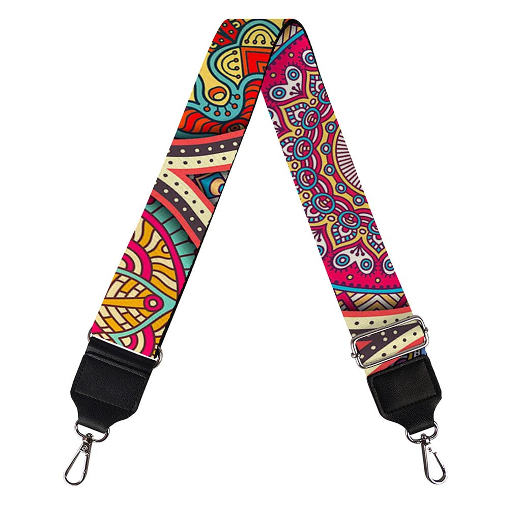 Oval Bohemian Mandala Patchwork Print Bag Strap