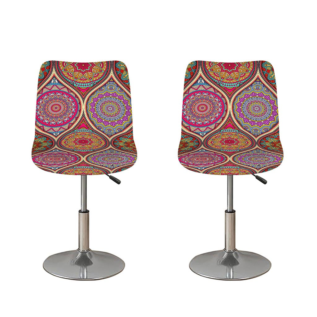 Oval Bohemian Mandala Patchwork Print Bar Stool Covers