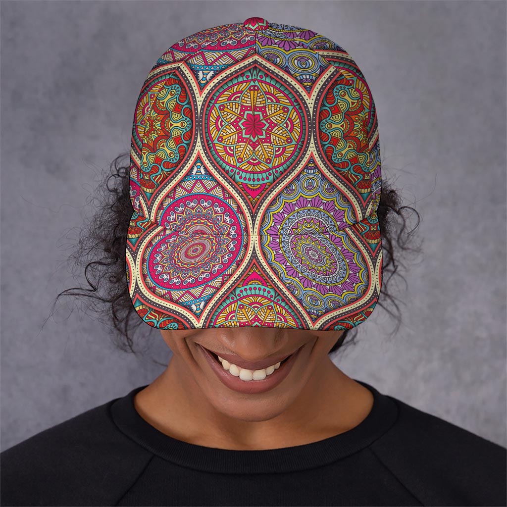 Oval Bohemian Mandala Patchwork Print Baseball Cap