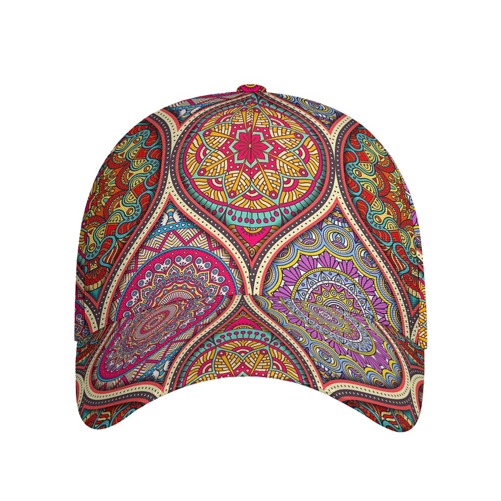 Oval Bohemian Mandala Patchwork Print Baseball Cap