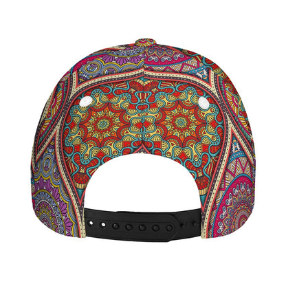 Oval Bohemian Mandala Patchwork Print Baseball Cap