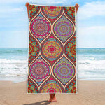 Oval Bohemian Mandala Patchwork Print Beach Towel