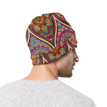 Oval Bohemian Mandala Patchwork Print Beanie