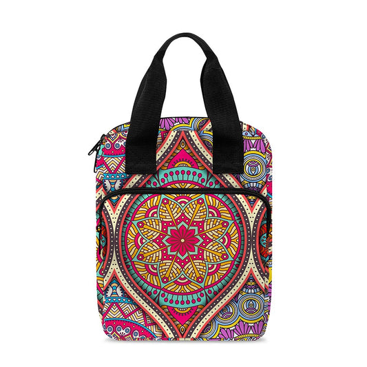 Oval Bohemian Mandala Patchwork Print Bible Tote Bag