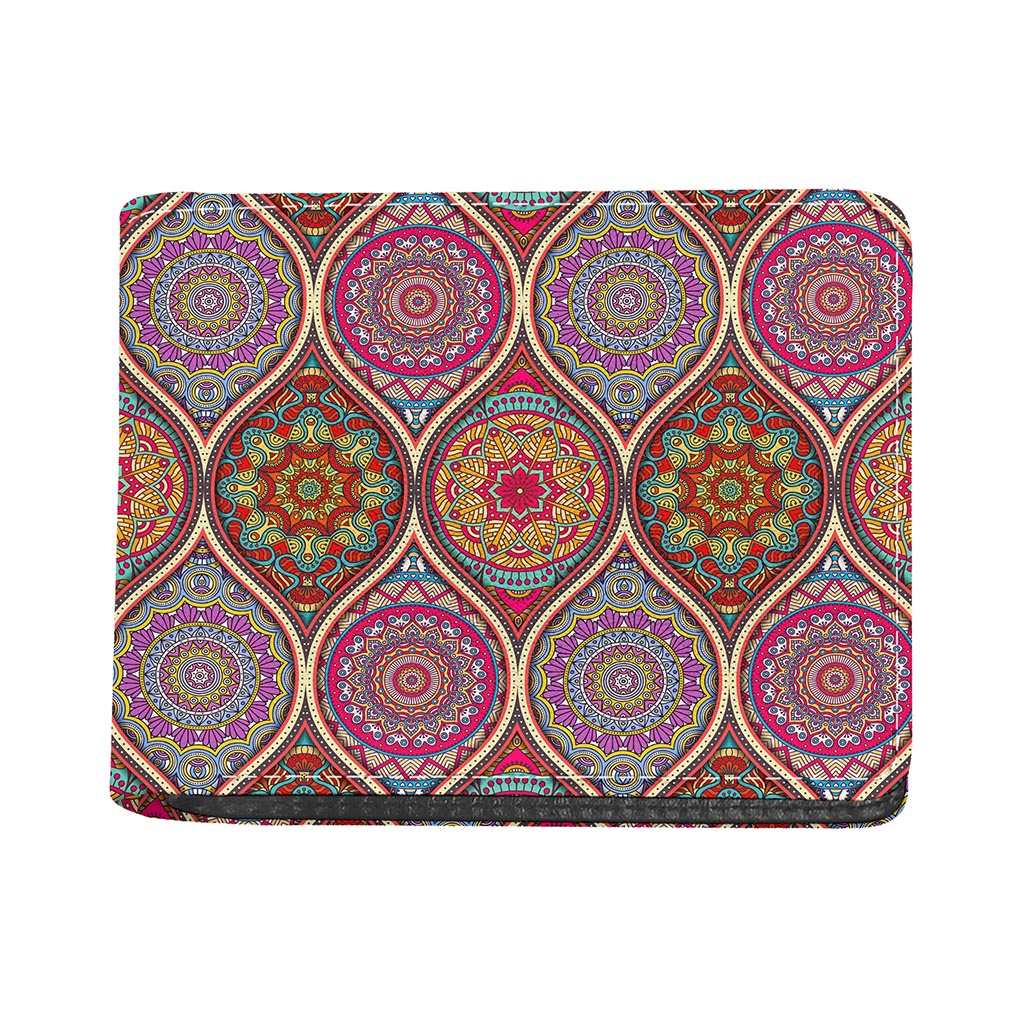 Oval Bohemian Mandala Patchwork Print Bifold Wallet