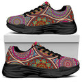 Oval Bohemian Mandala Patchwork Print Black Chunky Shoes