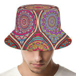 Oval Bohemian Mandala Patchwork Print Bucket Hat