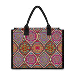 Oval Bohemian Mandala Patchwork Print Canvas Tote Bag