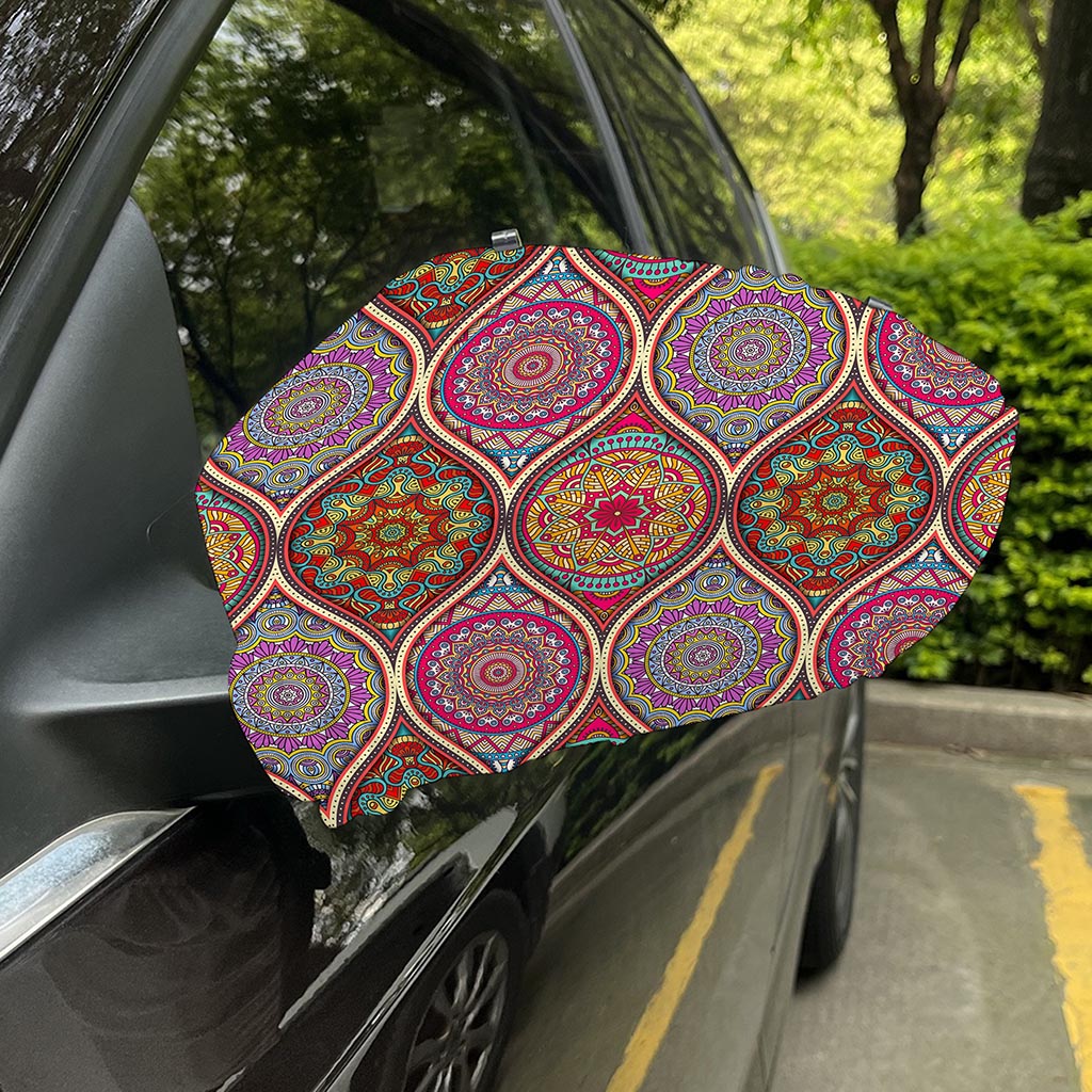 Oval Bohemian Mandala Patchwork Print Car Side Mirror Covers