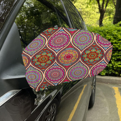 Oval Bohemian Mandala Patchwork Print Car Side Mirror Covers