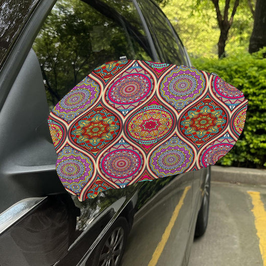 Oval Bohemian Mandala Patchwork Print Car Side Mirror Covers
