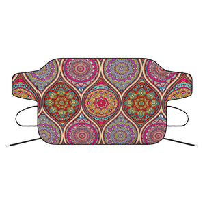 Oval Bohemian Mandala Patchwork Print Car Windshield Snow Cover