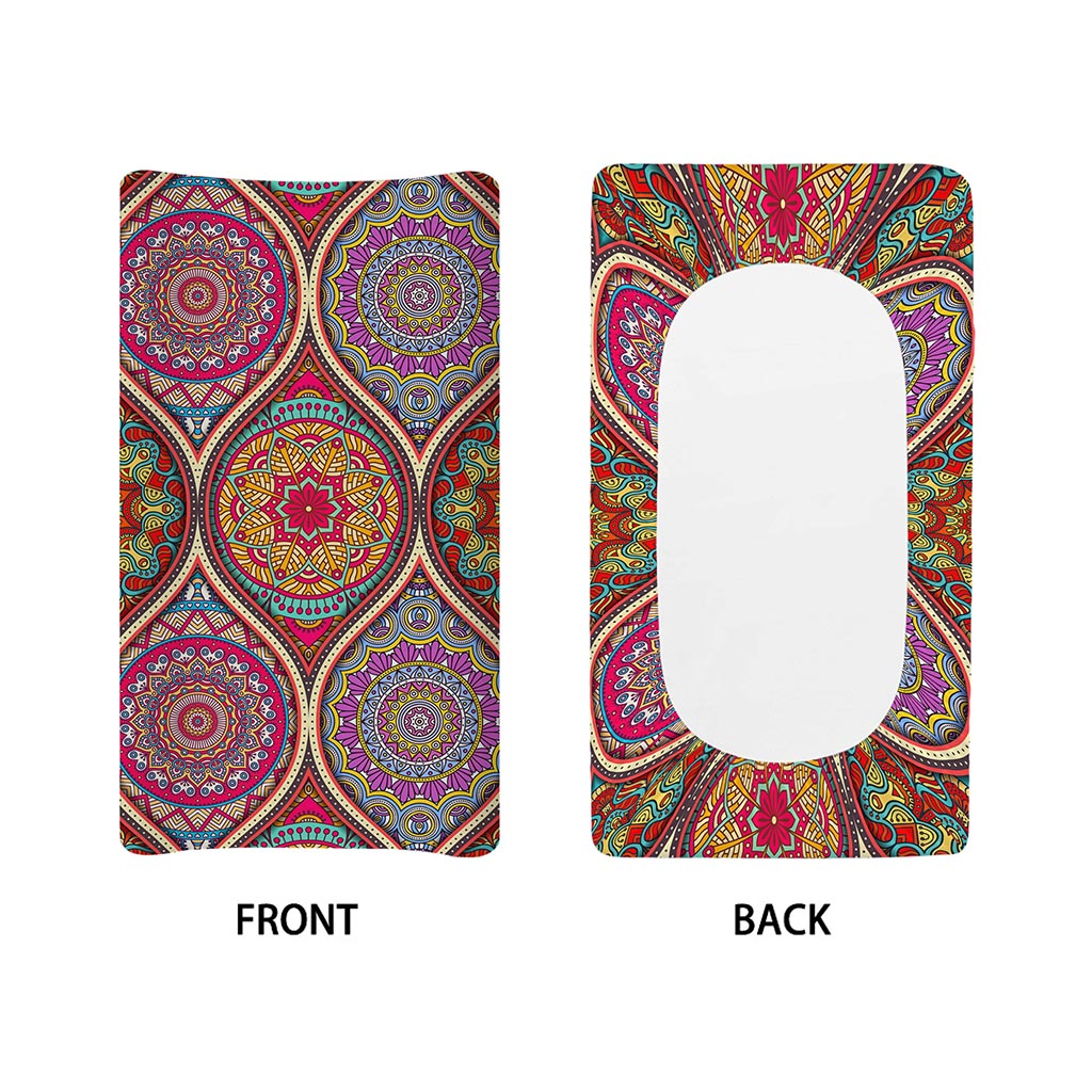 Oval Bohemian Mandala Patchwork Print Changing Pad Cover