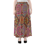 Oval Bohemian Mandala Patchwork Print Chiffon Maxi Skirt