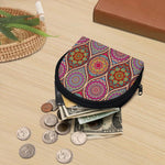 Oval Bohemian Mandala Patchwork Print Coin Purse