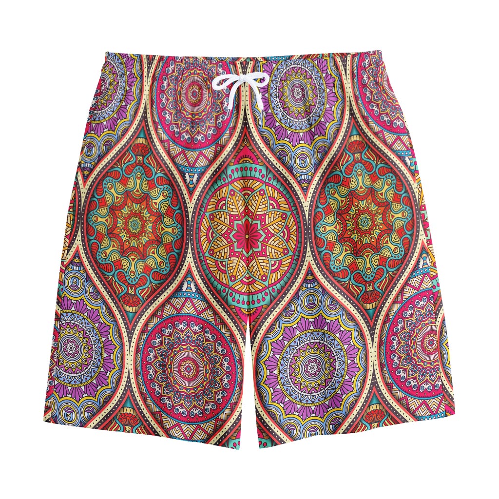 Oval Bohemian Mandala Patchwork Print Cotton Shorts