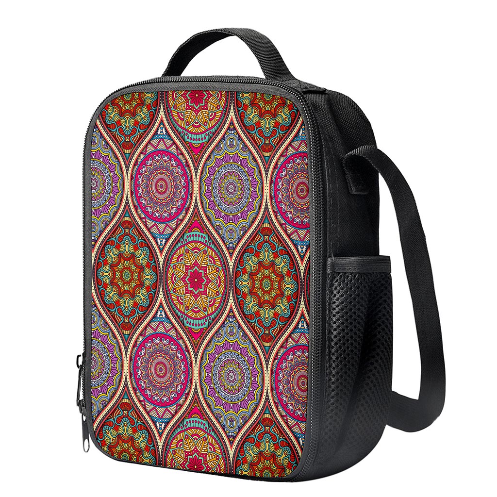 Oval Bohemian Mandala Patchwork Print Crossbody Lunch Bag