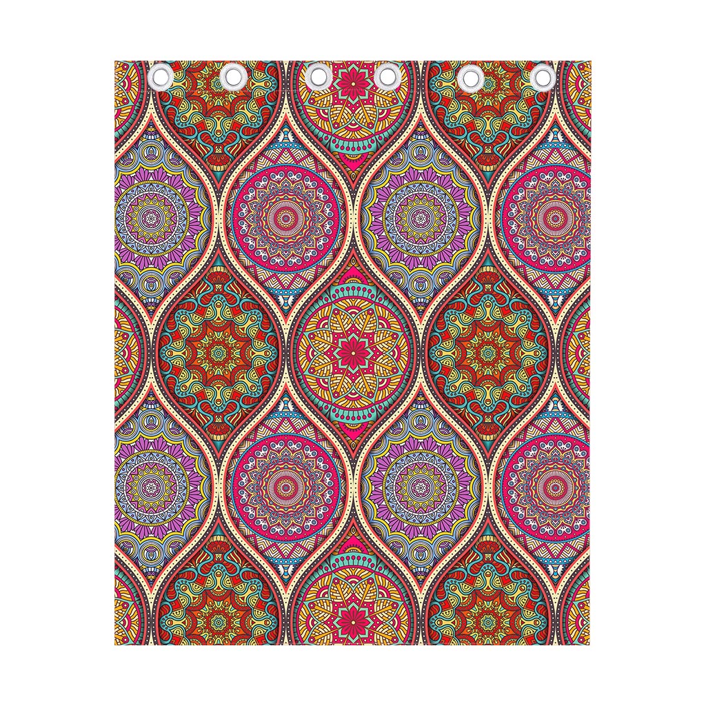 Oval Bohemian Mandala Patchwork Print Curtain