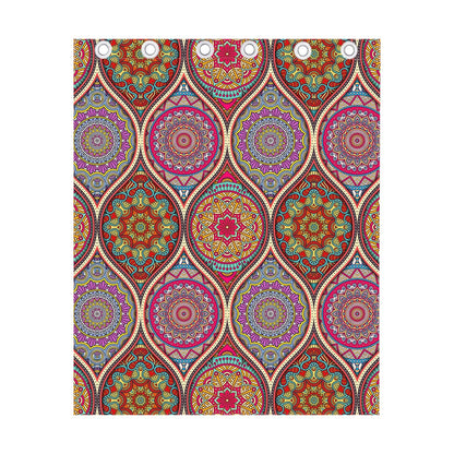 Oval Bohemian Mandala Patchwork Print Curtain