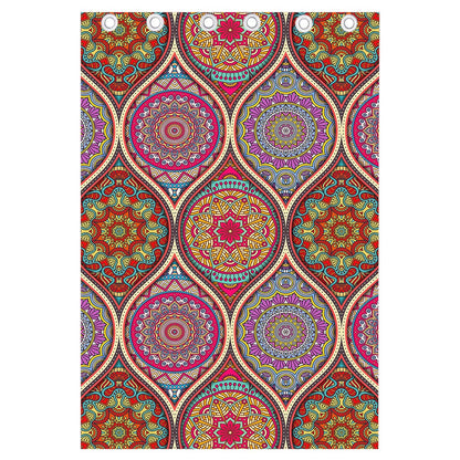 Oval Bohemian Mandala Patchwork Print Curtain