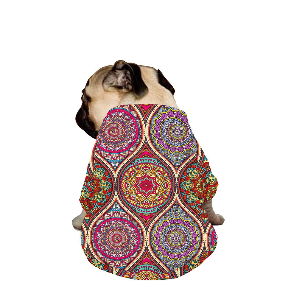 Oval Bohemian Mandala Patchwork Print Dog Zip Up Jacket