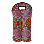 Oval Bohemian Mandala Patchwork Print Double Neoprene Wine Tote