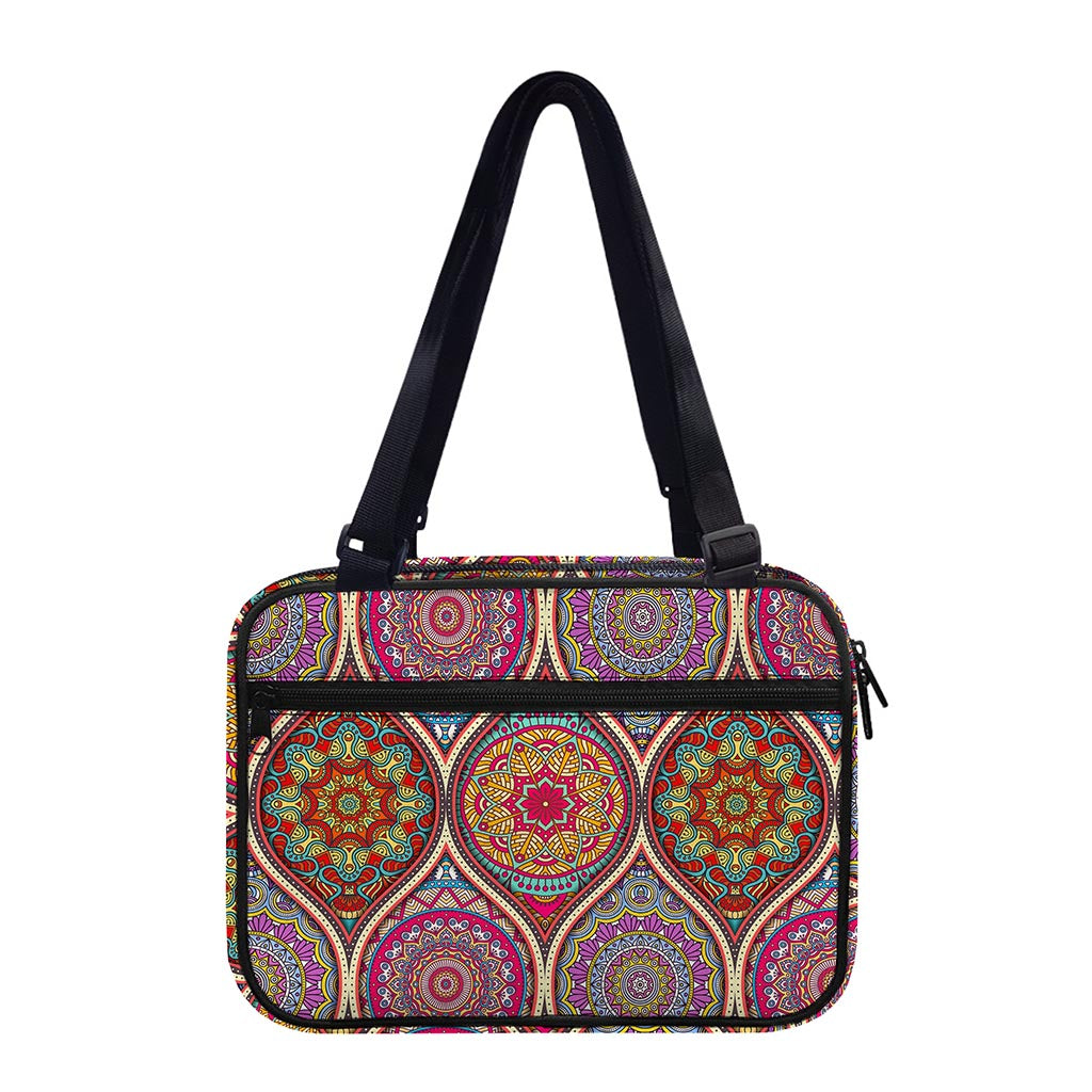 Oval Bohemian Mandala Patchwork Print Double Strap Bible Bag