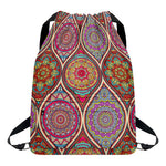 Oval Bohemian Mandala Patchwork Print Drawstring Backpack