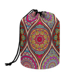 Oval Bohemian Mandala Patchwork Print Drawstring Makeup Bag