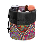 Oval Bohemian Mandala Patchwork Print Drawstring Makeup Bag