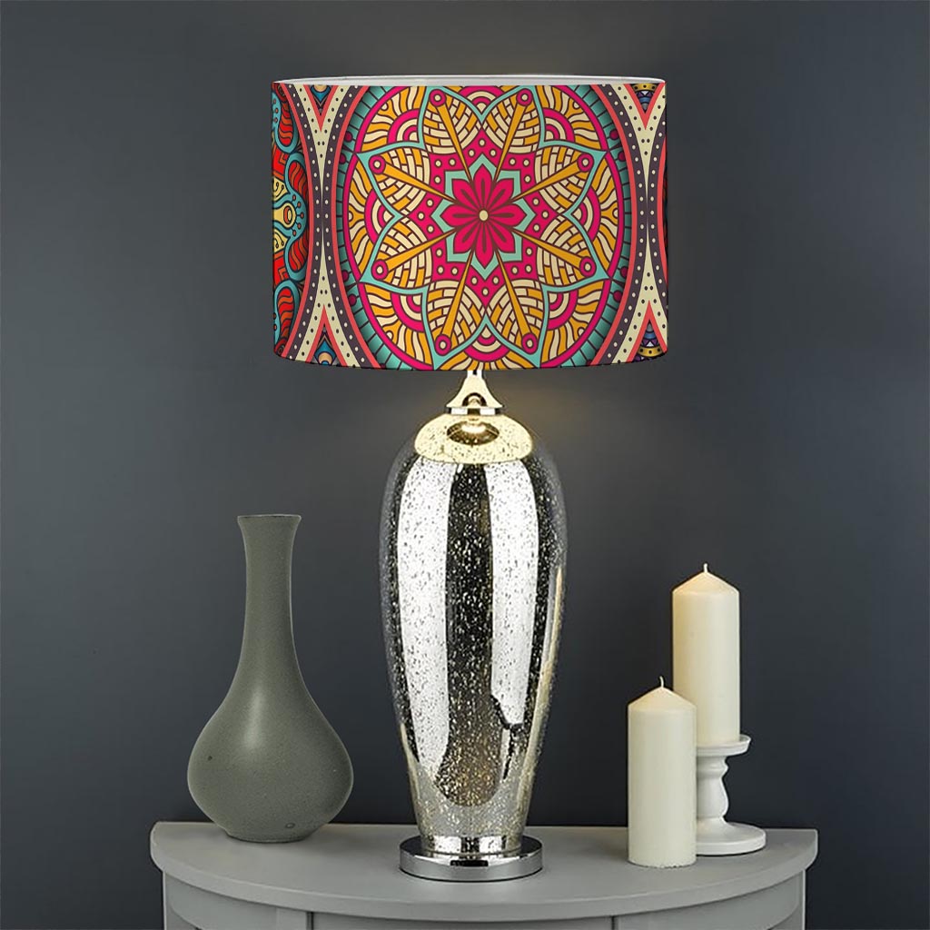 Oval Bohemian Mandala Patchwork Print Drum Lamp Shade