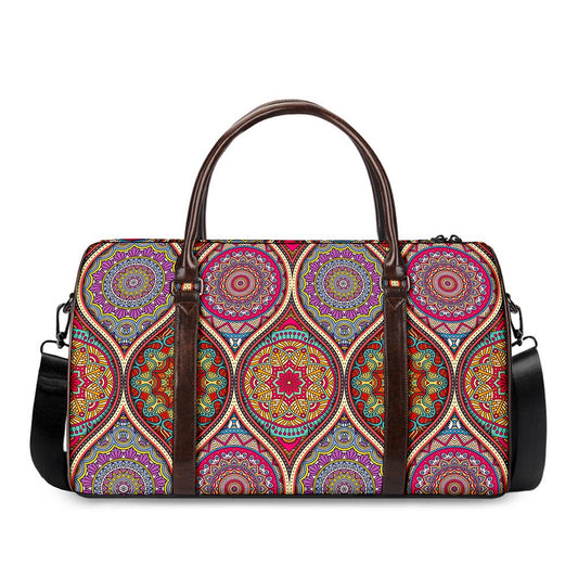 Oval Bohemian Mandala Patchwork Print Duffle Bag