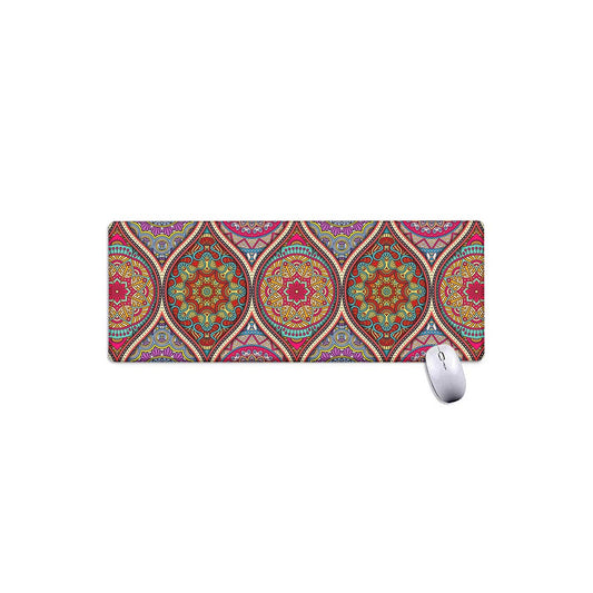 Oval Bohemian Mandala Patchwork Print Extended Mouse Pad