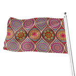Oval Bohemian Mandala Patchwork Print Flag