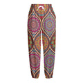 Oval Bohemian Mandala Patchwork Print Fleece Lined Knit Pants