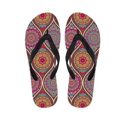 Oval Bohemian Mandala Patchwork Print Flip Flops
