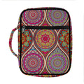 Oval Bohemian Mandala Patchwork Print Front Pocket Bible Bag