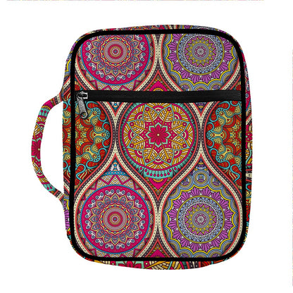 Oval Bohemian Mandala Patchwork Print Front Pocket Bible Bag