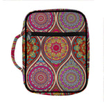 Oval Bohemian Mandala Patchwork Print Front Pocket Bible Bag